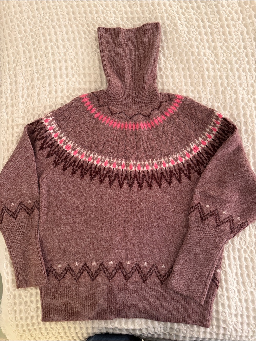 a new day Mauve Fair Isle Turtleneck Sweater with Pink Accents